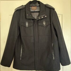 Cole Haan Men's Black Military Style Wool Jacket